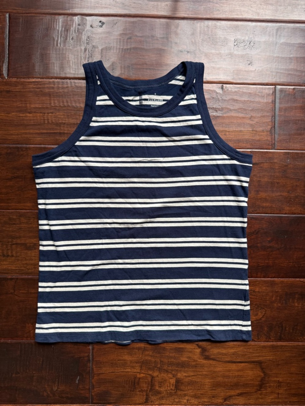 Everlane Organic Cotton Striped High-Neck Tank Top, Size M